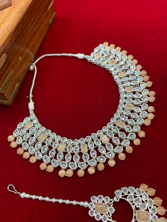 Kashi polki necklace in silver