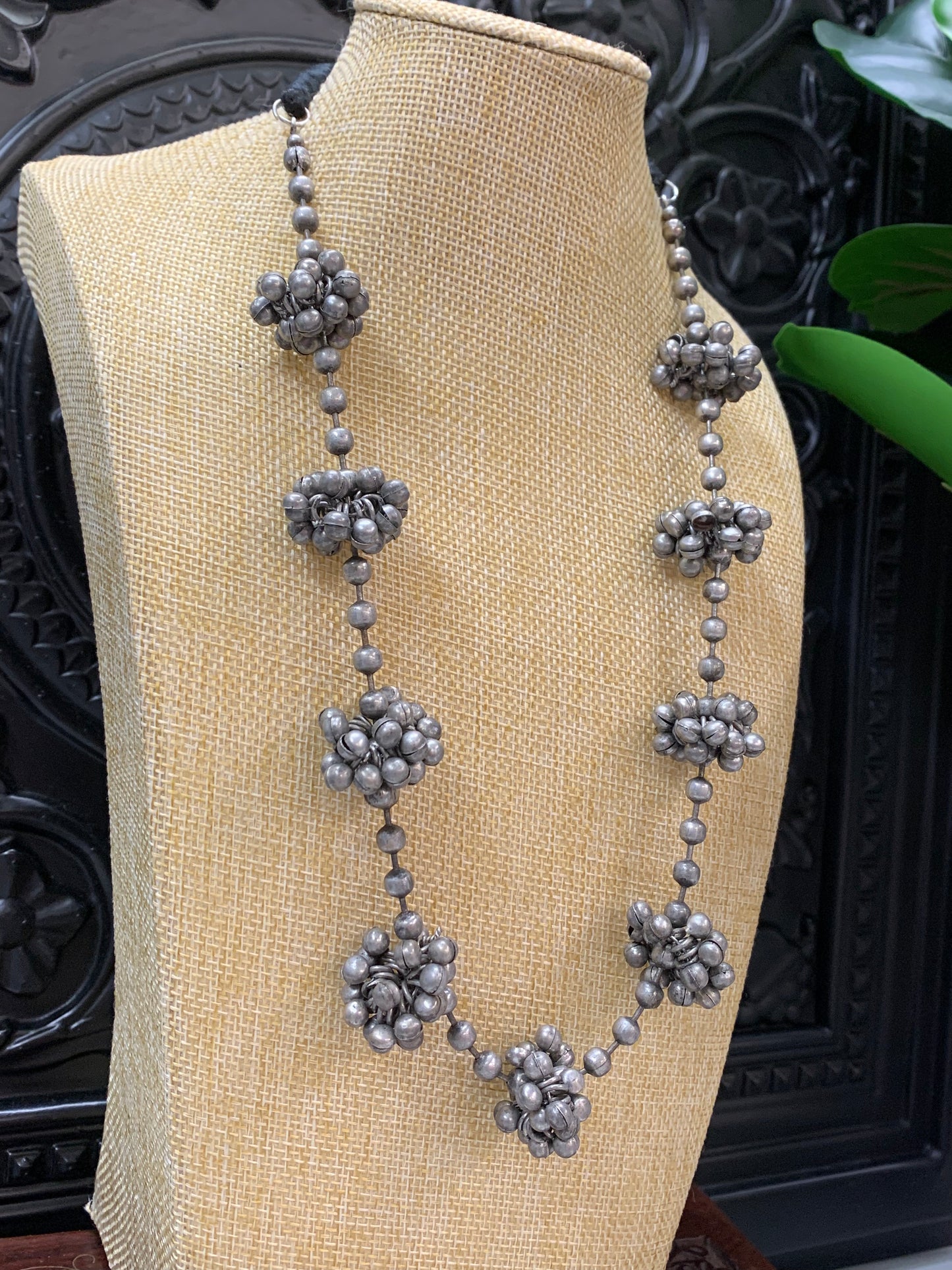 Black metal / German silver / amrapali stone necklace choker