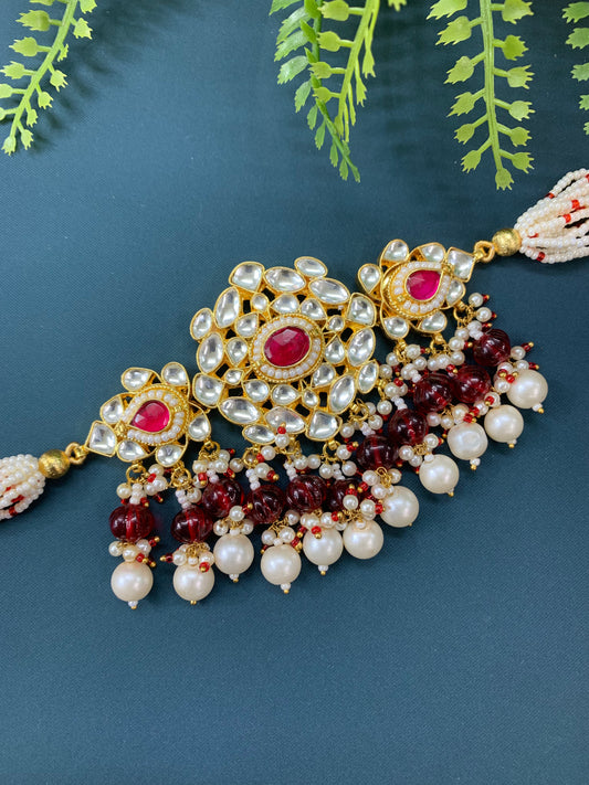 Maisha pachi kundan choker in gold / magenta pink / ruby / hot pink