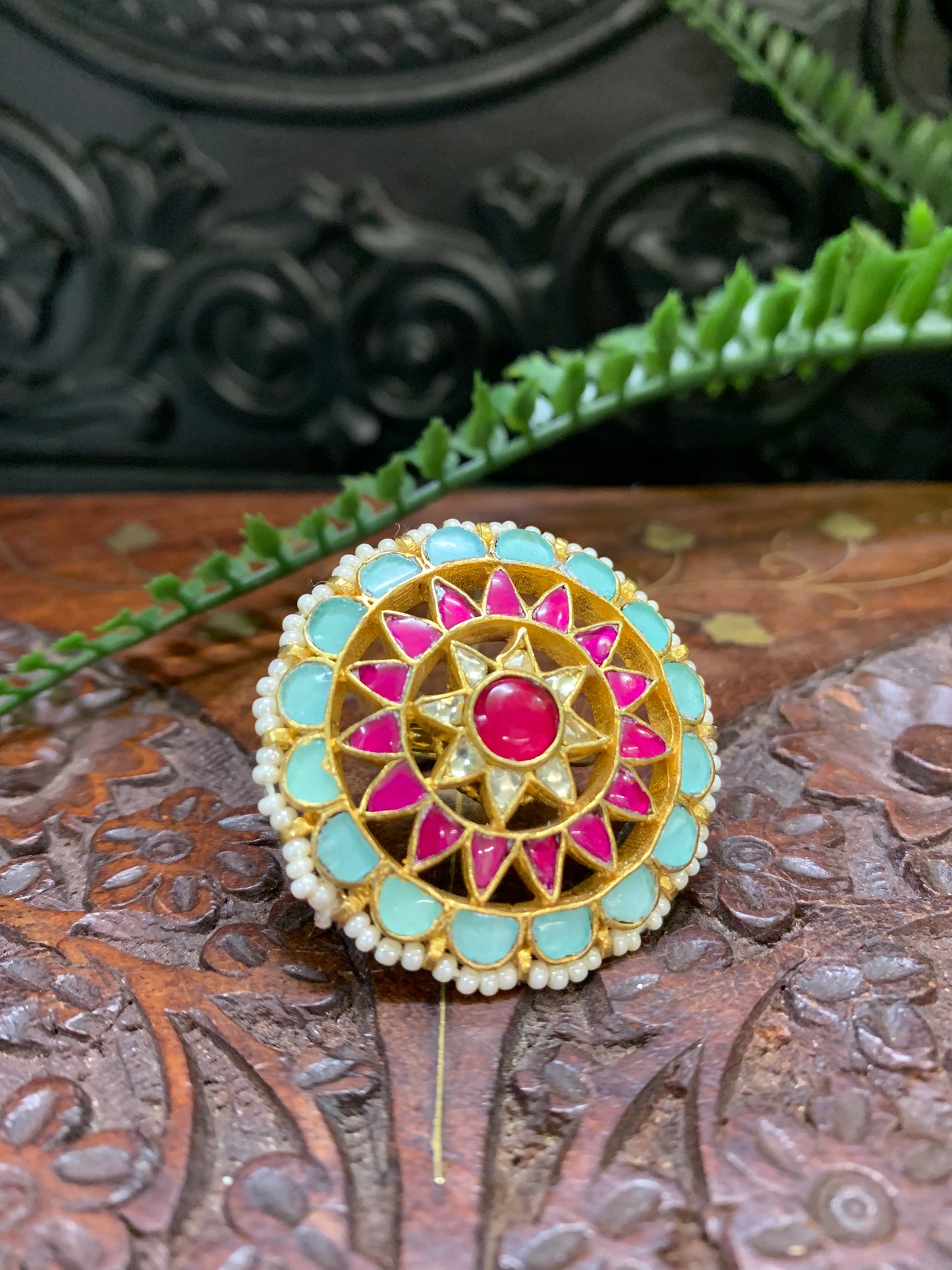 Madhabi pachi kundan ring