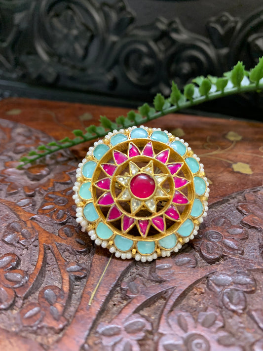 Madhabi pachi kundan ring