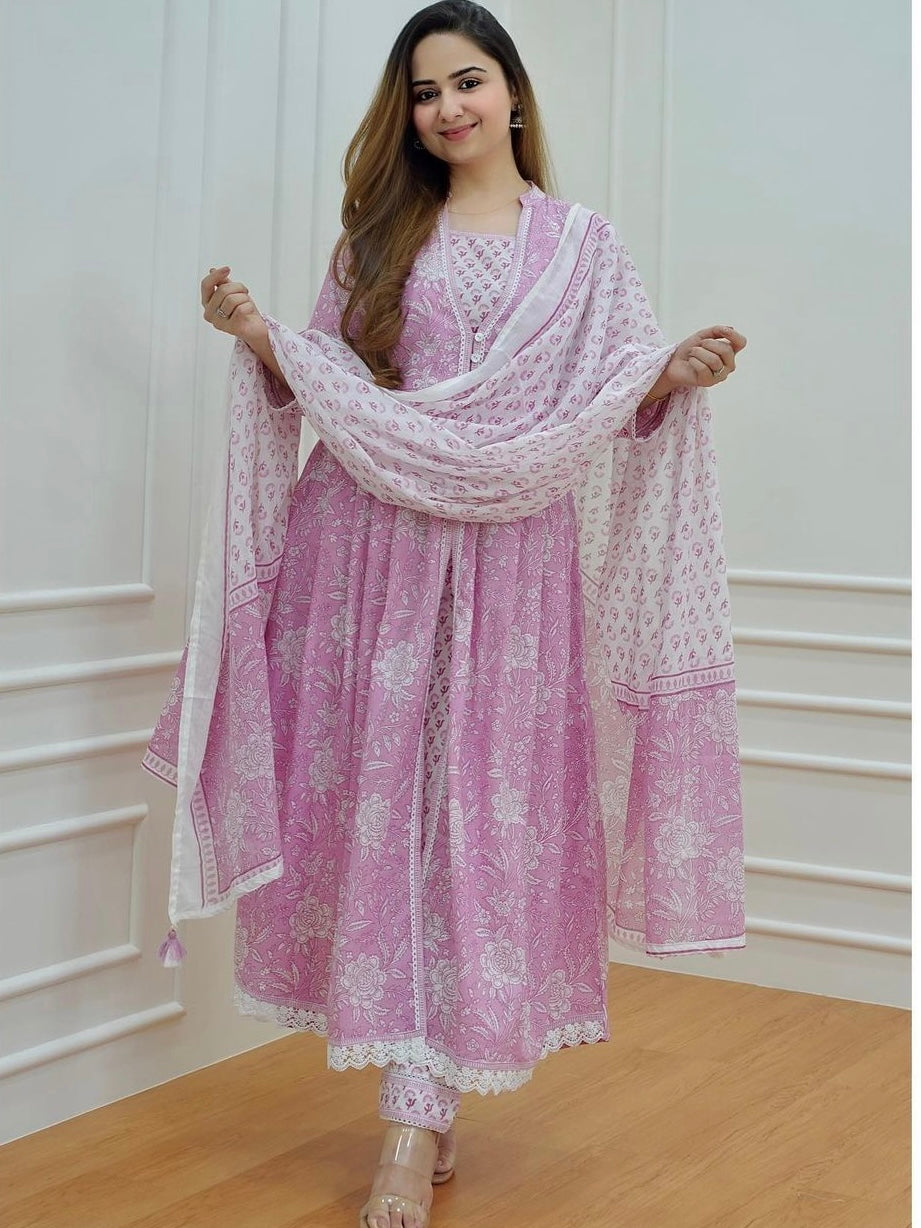 Summer collection cotton 3 piece set light pink