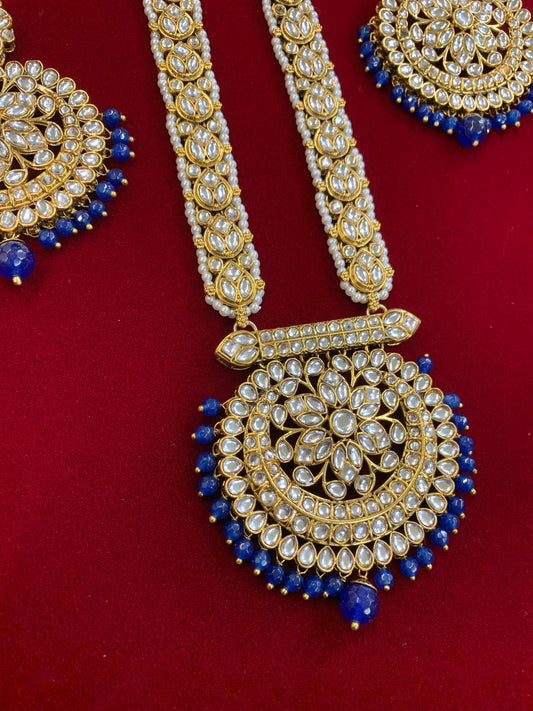 Samantha kundan mala set in Navy blue
