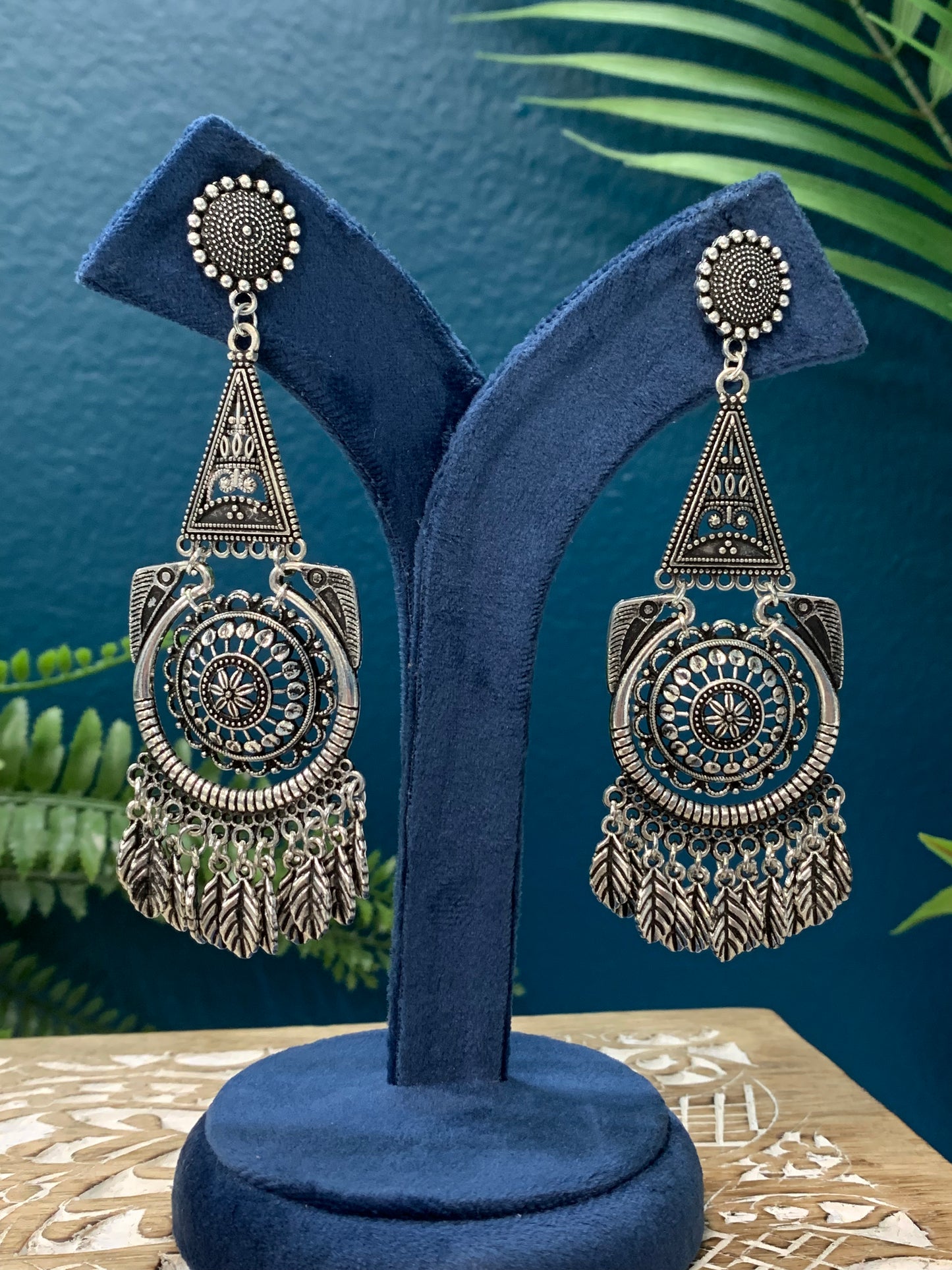 Black metal oxi German silver jhumki earring