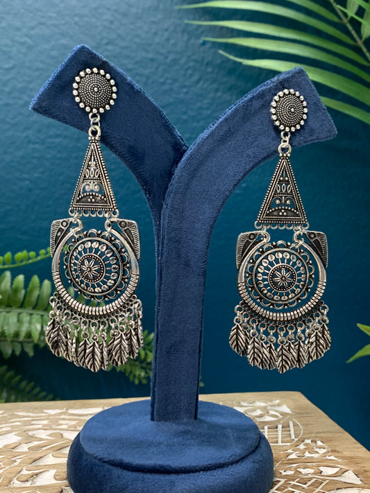 Black metal oxi German silver jhumki earring