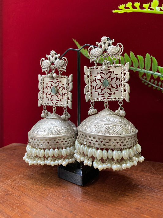 Silver coated over size fusion earring