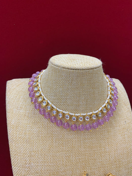 Robbi kundan necklace in lilac lavender