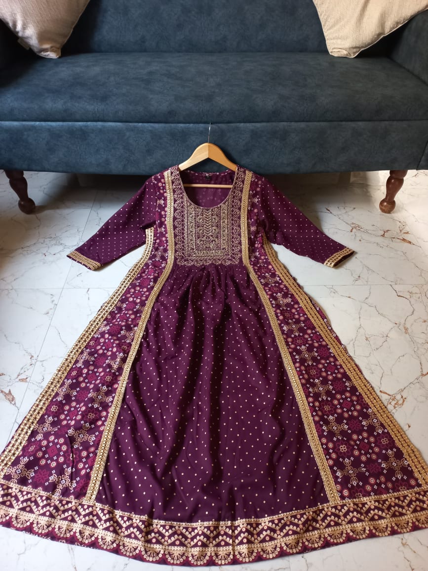 Kurti pant with Dupatta 3 piece set eggplant purple