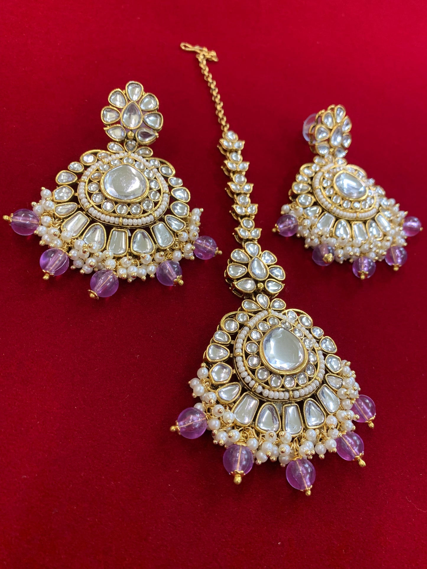 Gandhari kundan maps set in lavender / lilac