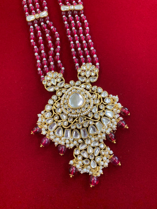 Gandhari kundan maps set in cherry red