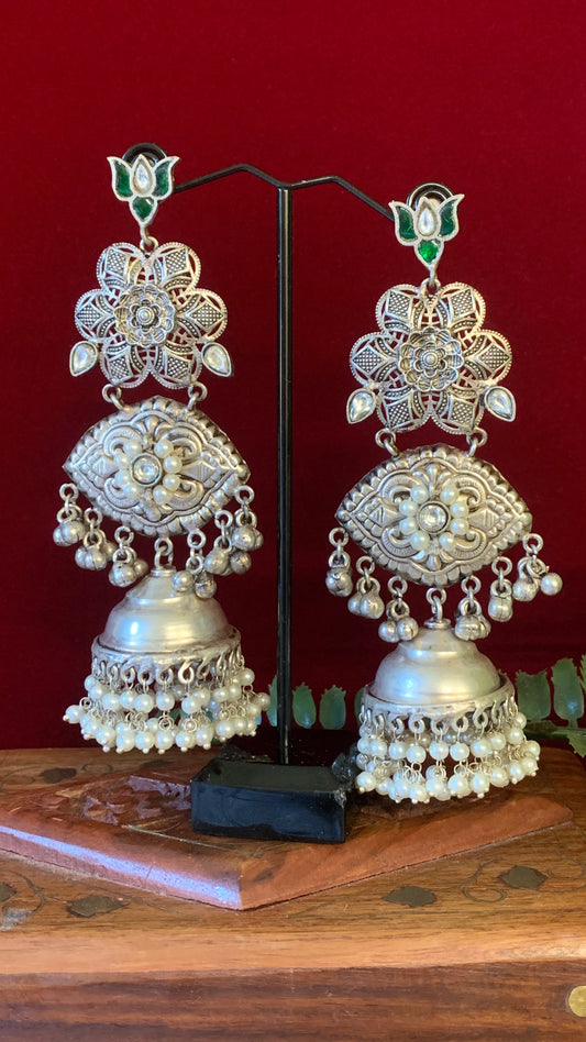 Silver replica fusion earring