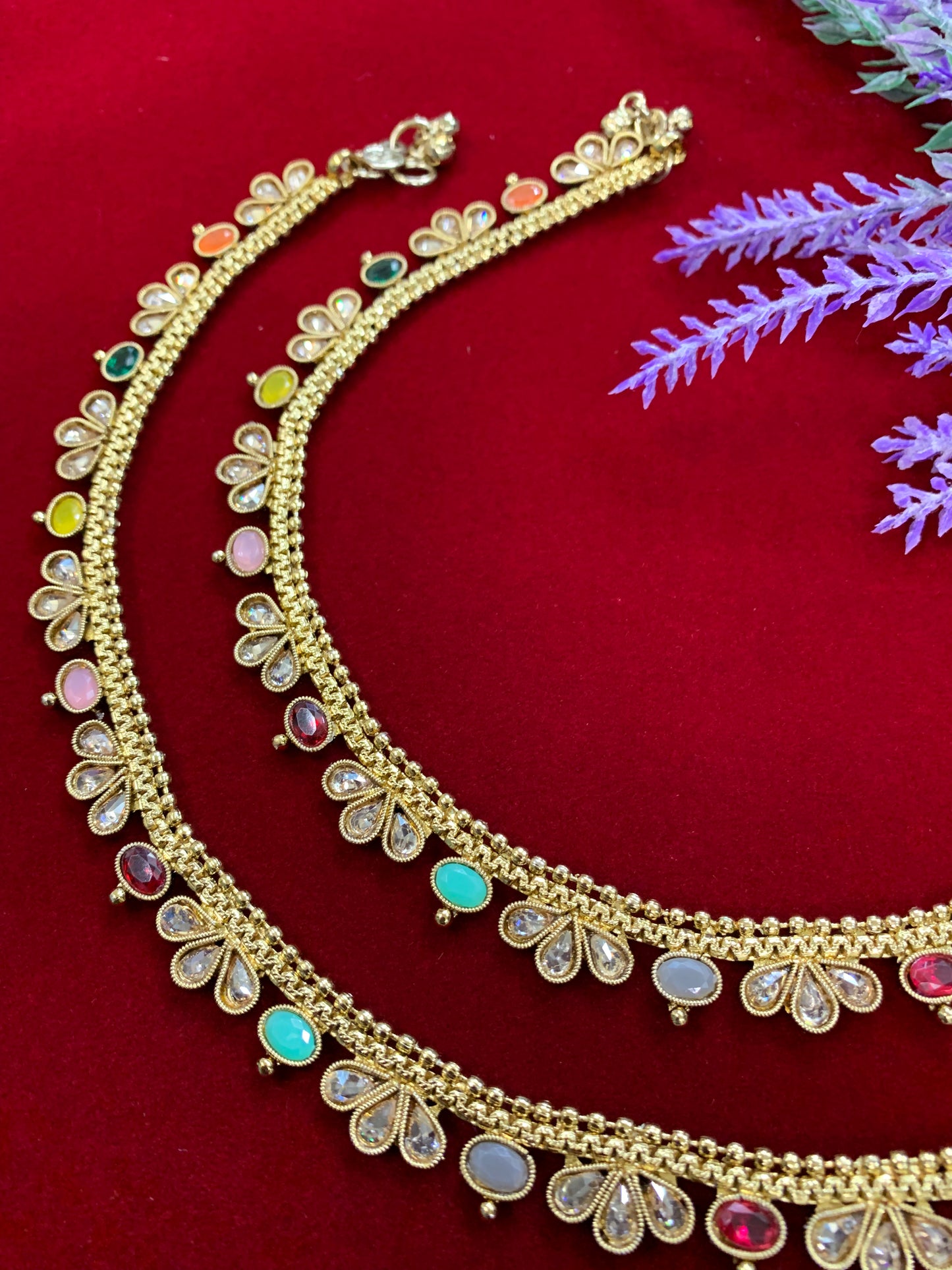 Antique Monalisa Polki payal/anklet