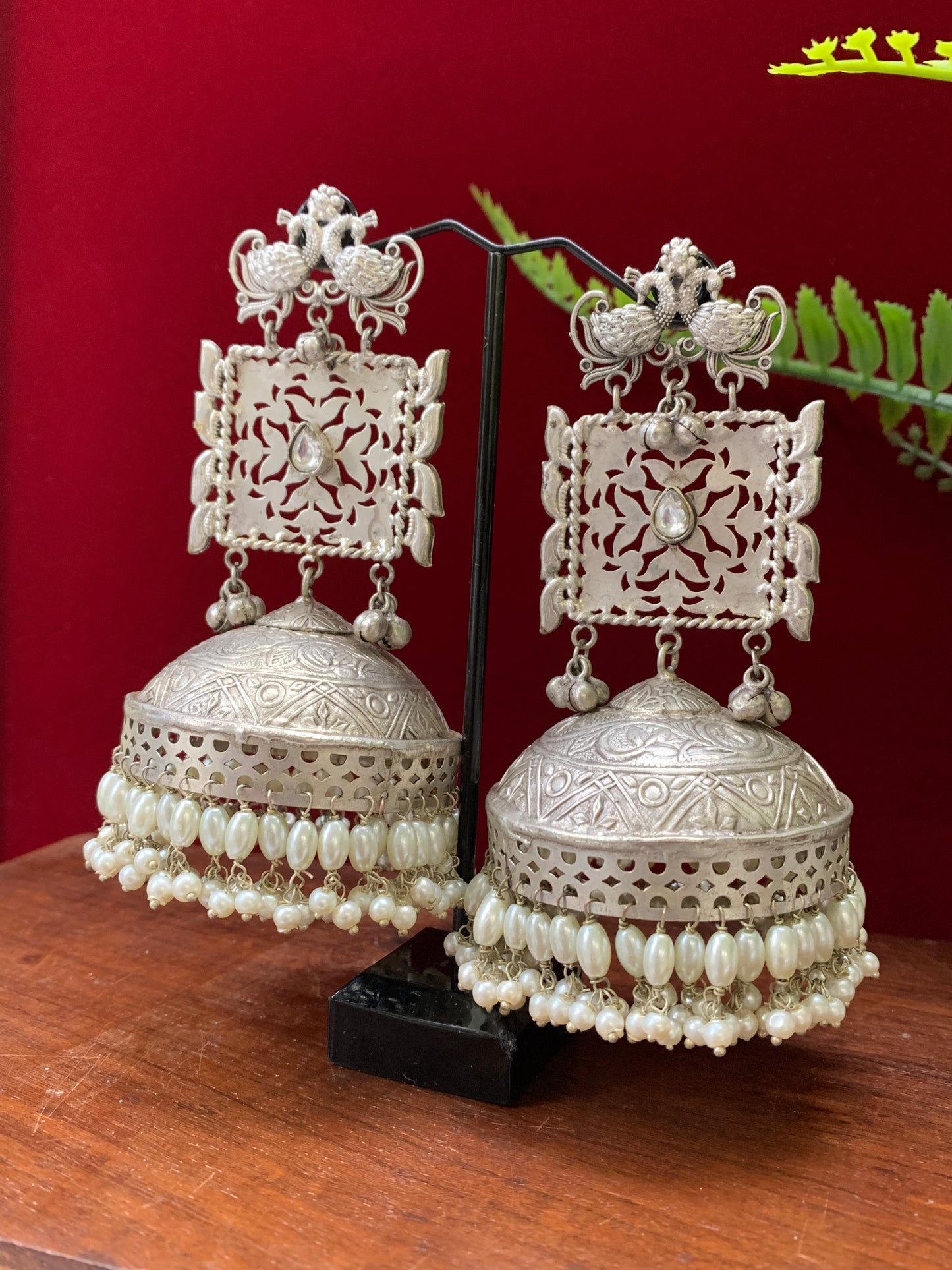 Silver coated over size fusion earring