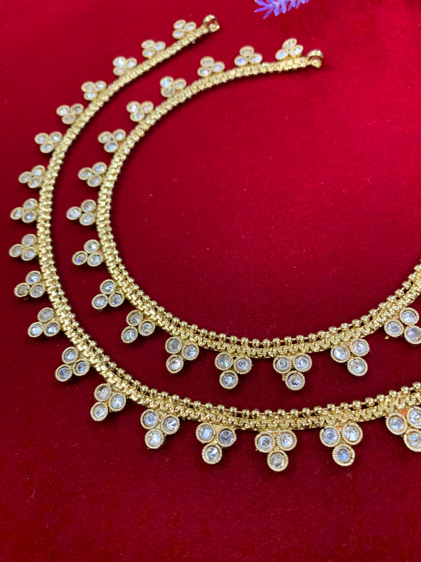 Antique Monalisa Polki payal/anklet clear polki