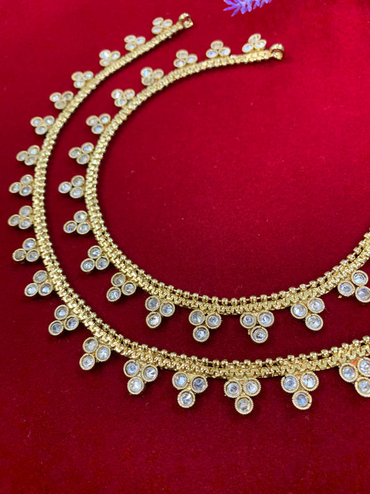 Antique Monalisa Polki payal/anklet clear polki