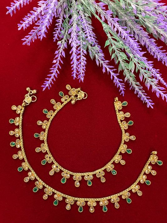 Antique Monalisa Polki payal/anklet