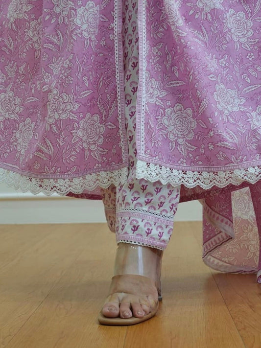 Summer collection cotton 3 piece set light pink