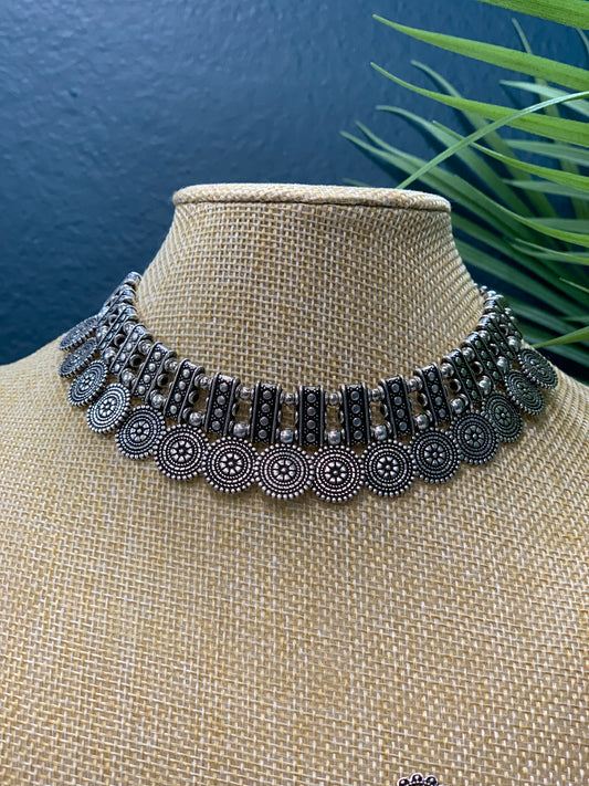 Oxidized/BlackMetal/German Silver necklace choker