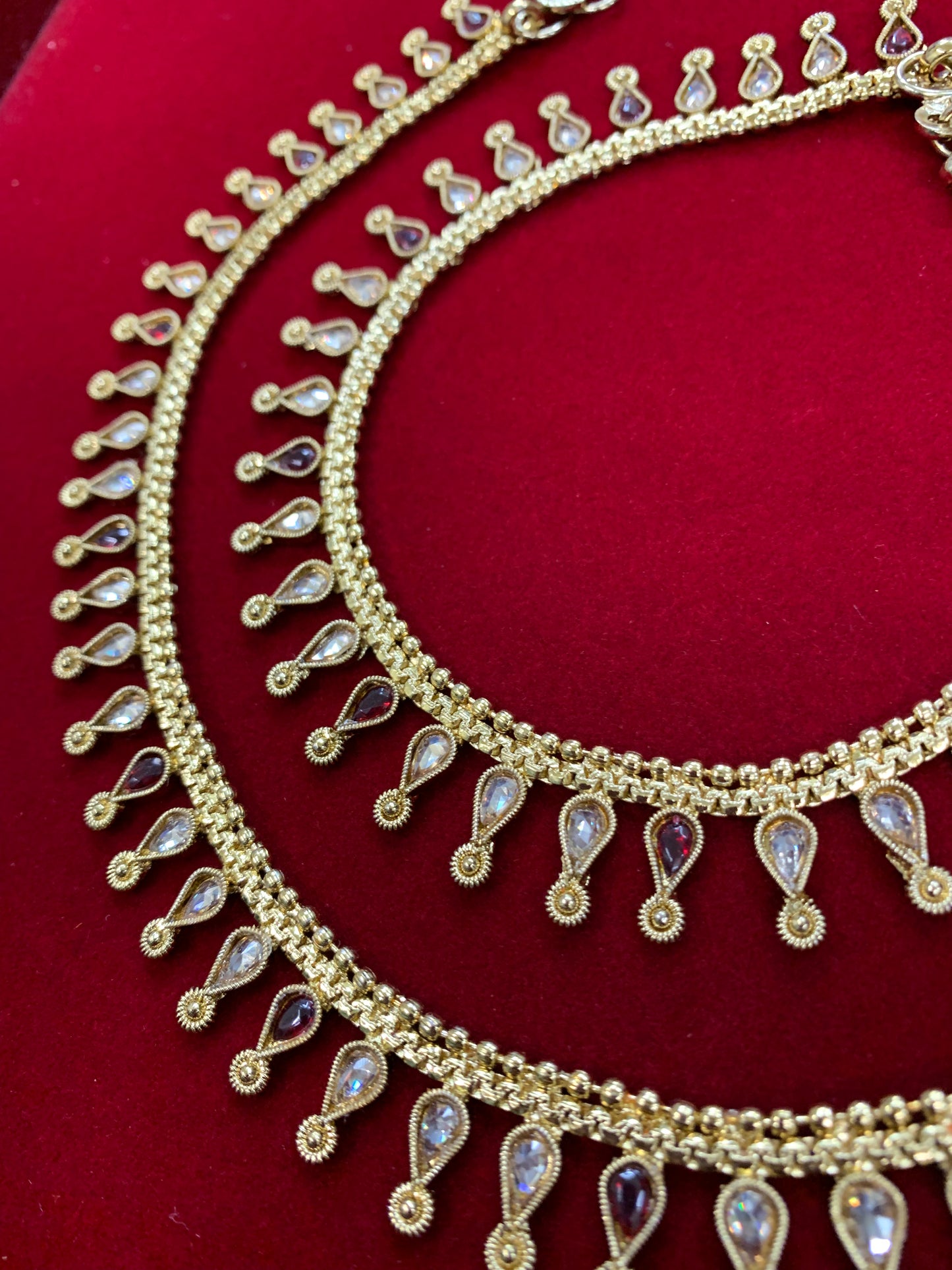 Antique Monalisa Polki anklet/ payal maroon