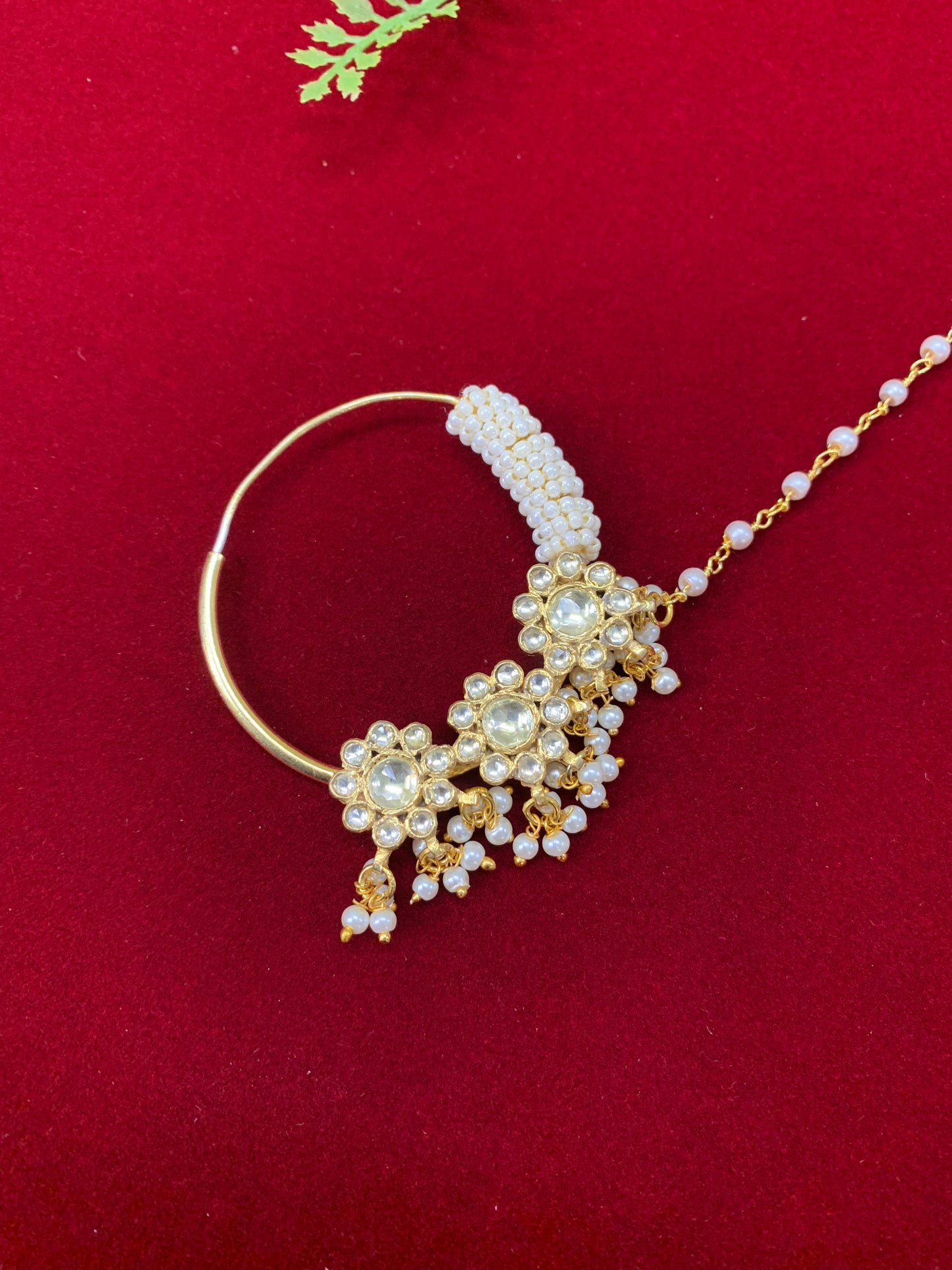 Pachi kundan statement nath/nose ring for pierced nose