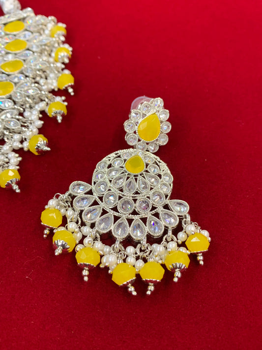 Manisha polki choker in lemon yellow