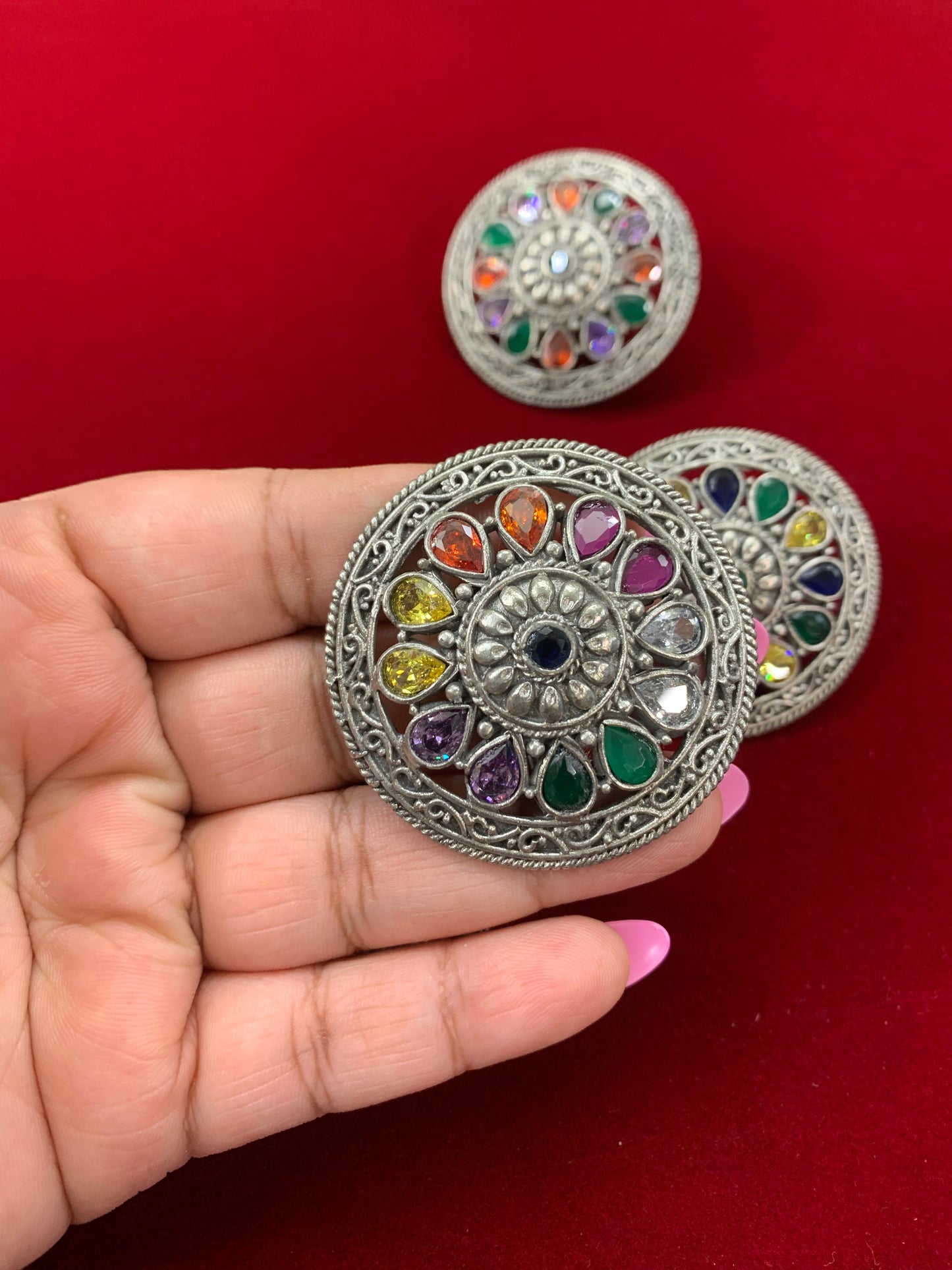 Silver replica ring with cz stone work .