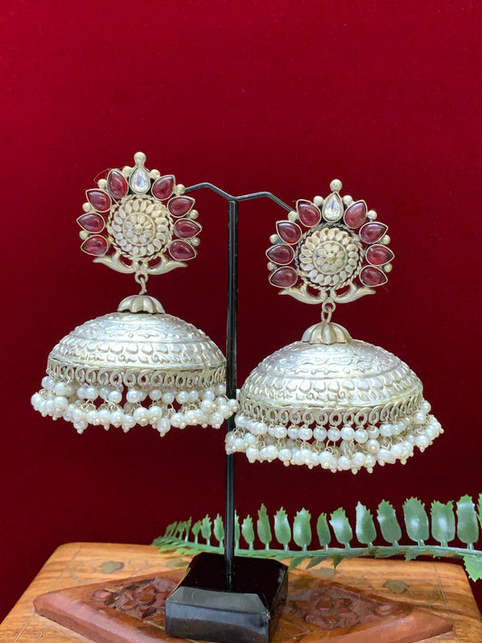 925 silver replica statement jhumki earring