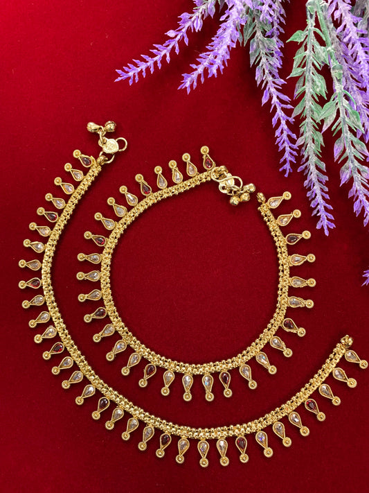 Antique Monalisa Polki anklet/ payal maroon