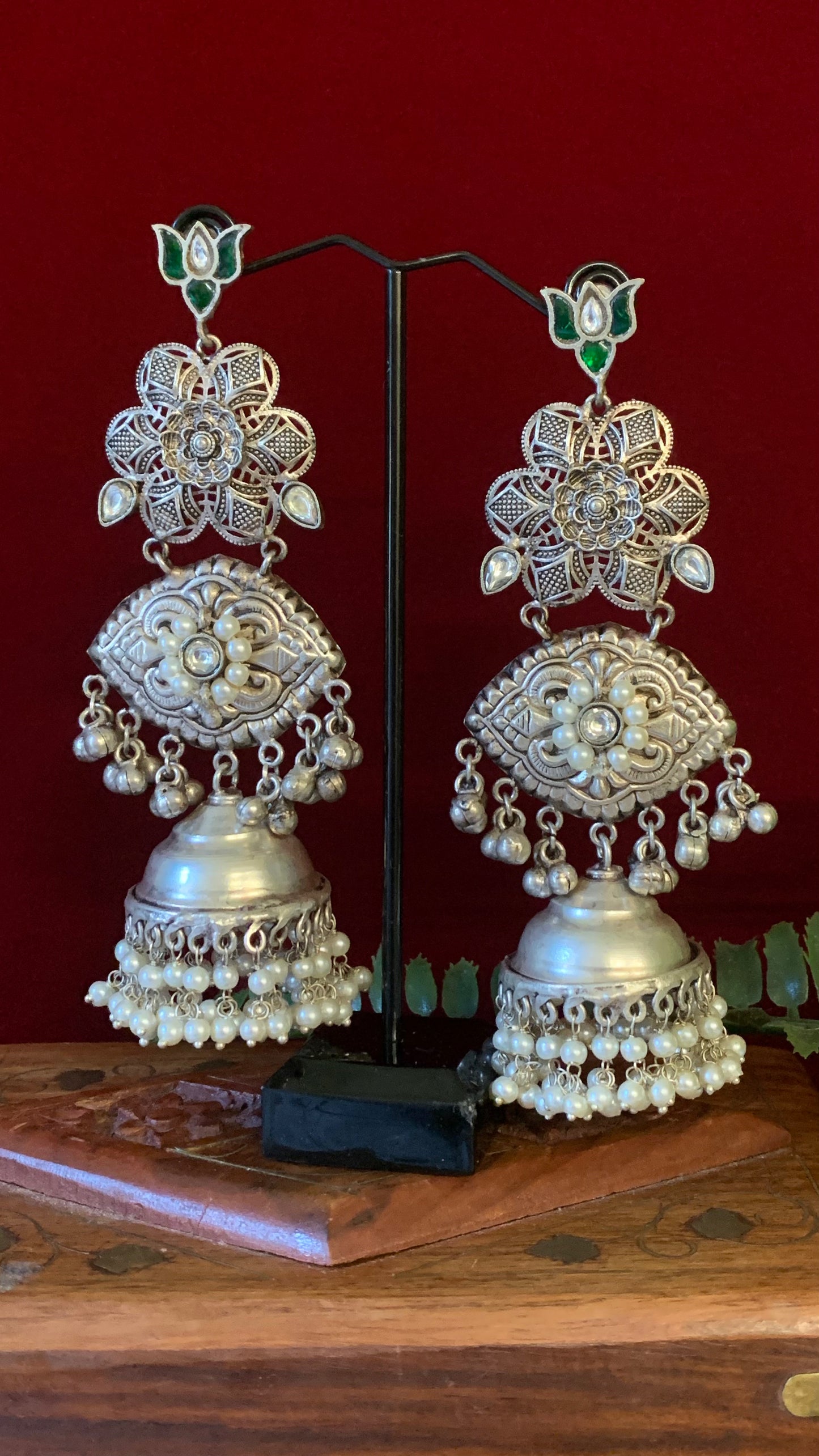 Silver replica fusion earring