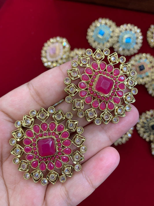 Reverse Polki stud Ahil with monalisa stone