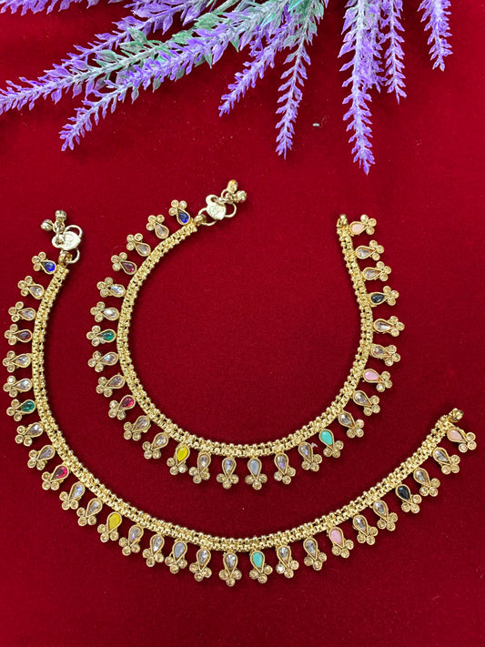 Antique Monalisa Polki payal/anklet