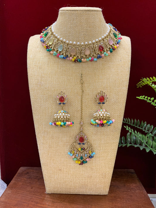 Reverse polki necklace set Sunny