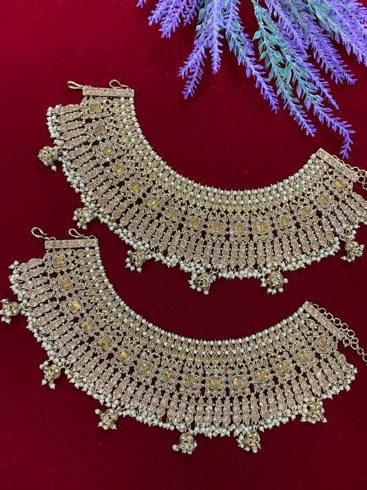 Antique Mona Lisa Kundan bridal Polki payal/anklet