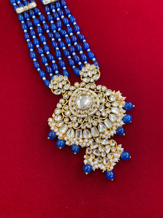Gandhari kundan maps set in navy blue