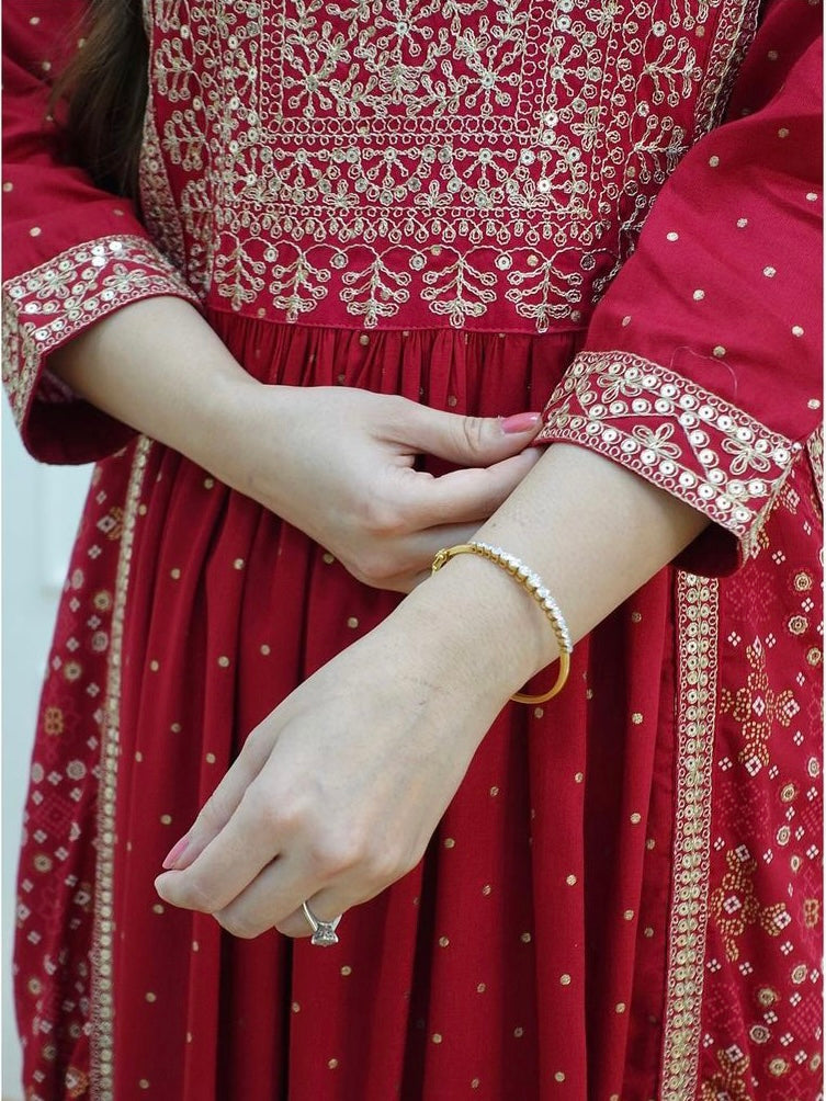 Kurti pant with Dupatta 3 piece set Red
