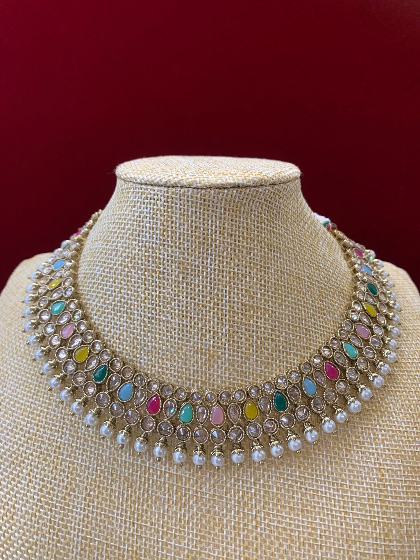 Ranu reverse polki necklace with matching Jhumki Tikka