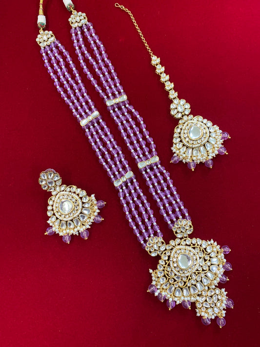 Gandhari kundan maps set in lavender / lilac
