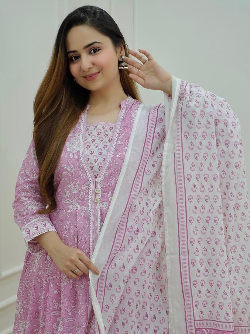 Summer collection cotton 3 piece set light pink