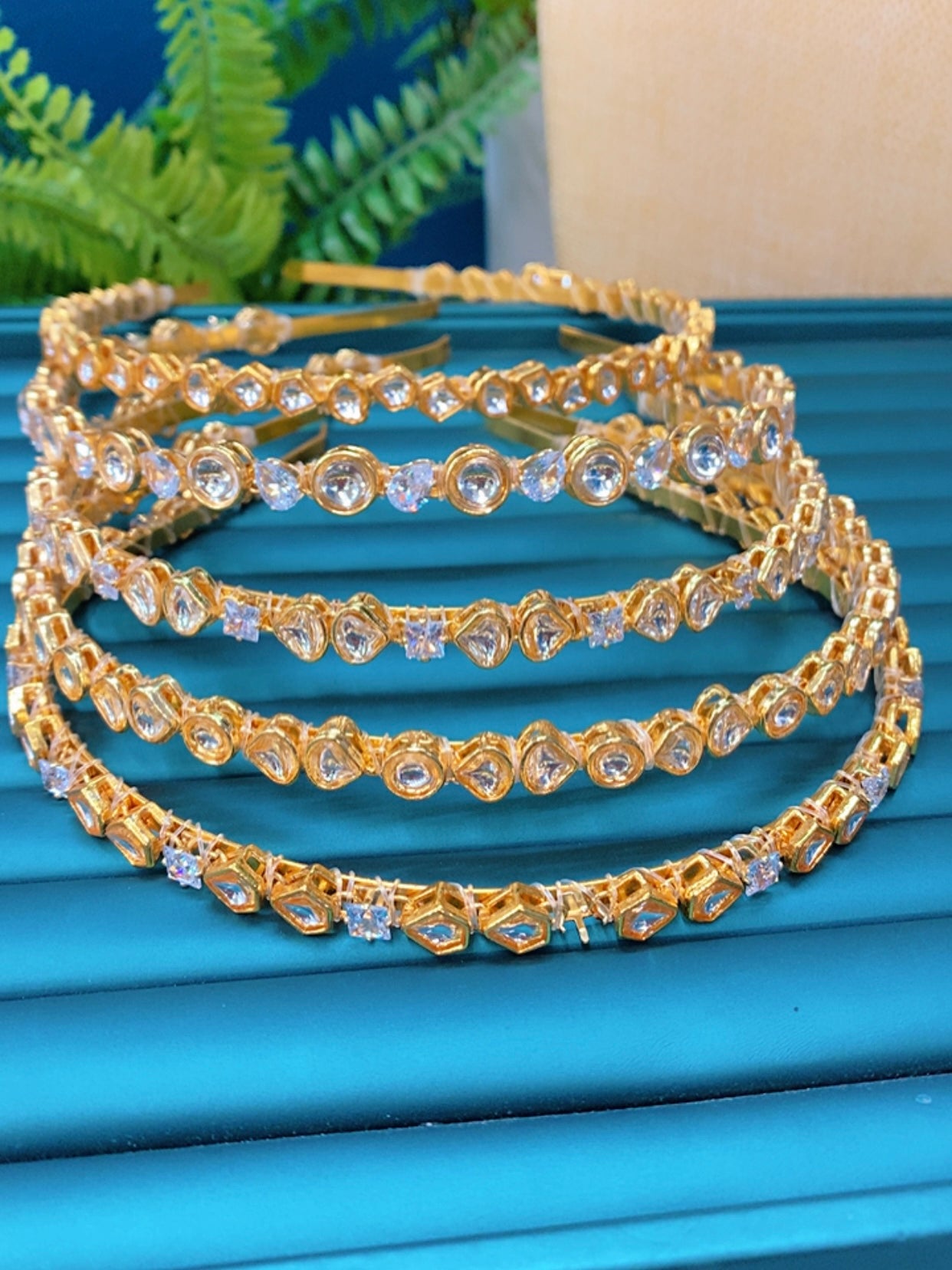 Kundan ready to wear headband gold plated