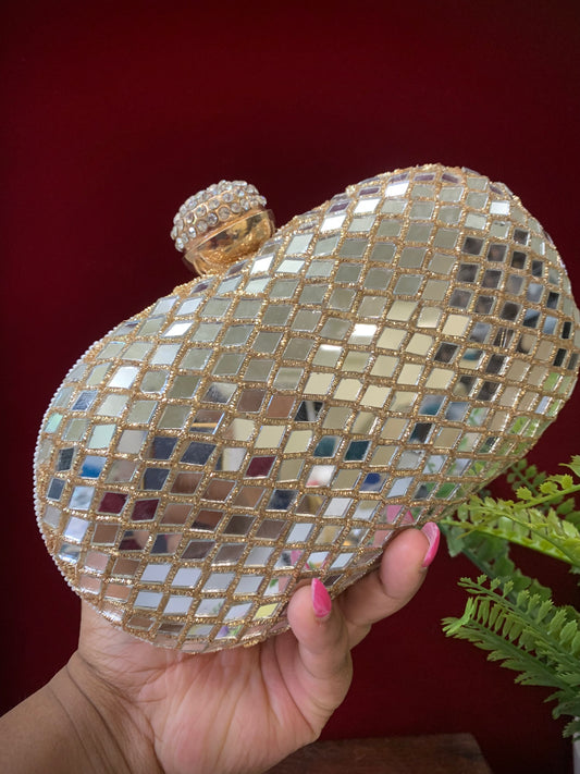 Women’s handbag/clutch bright gold mirror