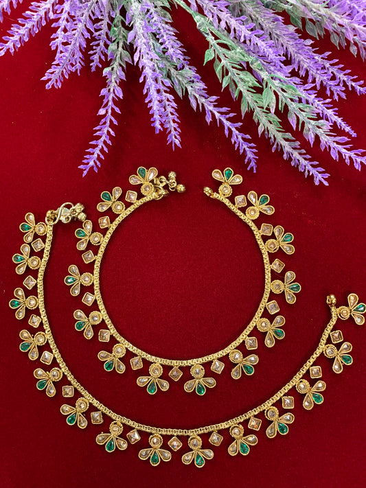 Antique Monalisa Polki payal/anklet
