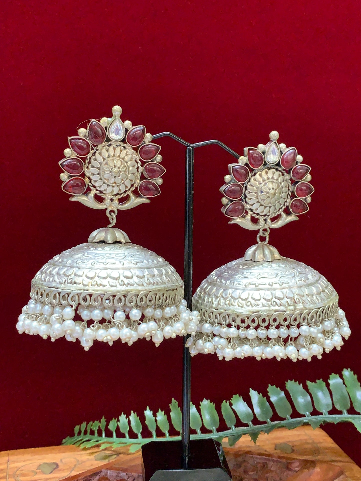 925 silver replica statement jhumki earring