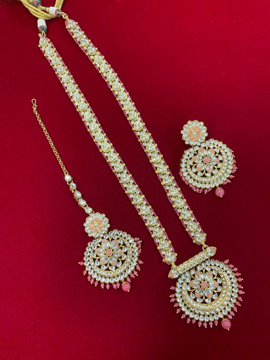 Samantha kundan mala set in grapefruit