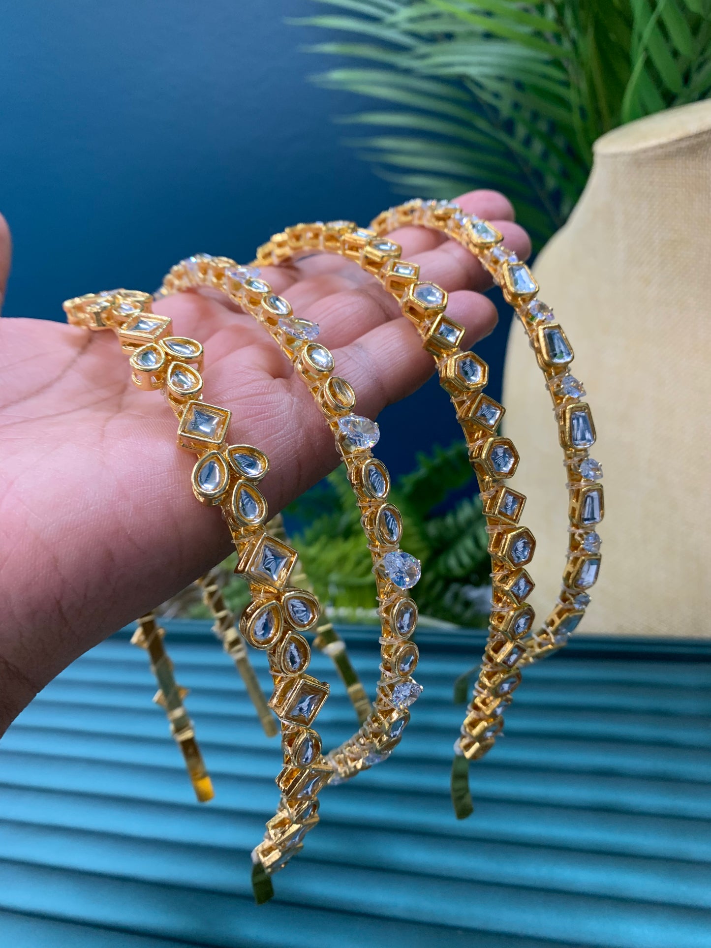 Kundan ready to wear headband gold plated