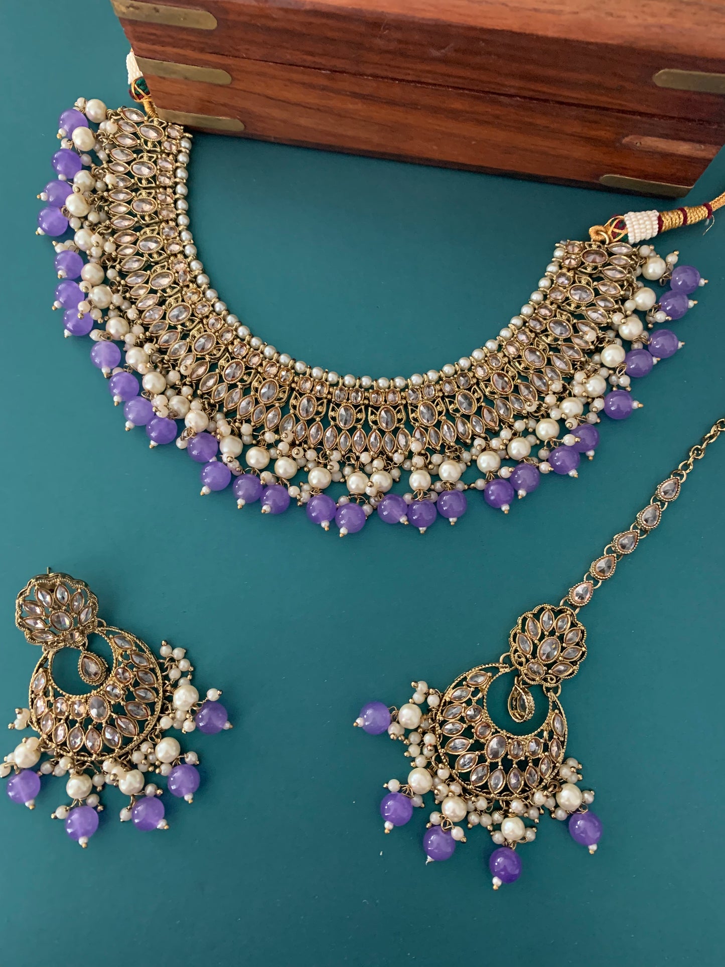 Khusboo polki necklace in lavender