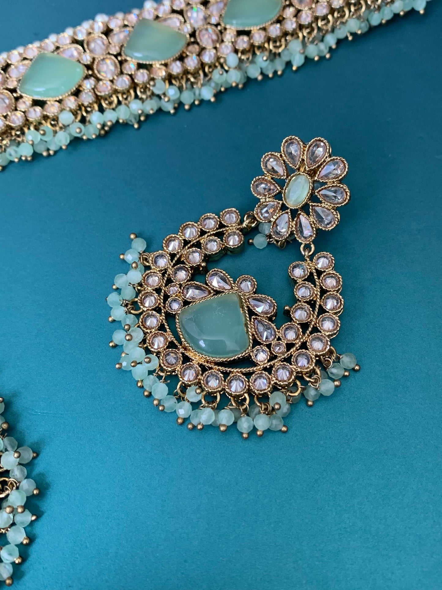 Polki necklace Emma in light green