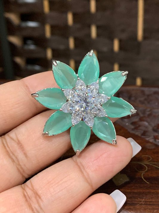 American diamond ring silver /mint