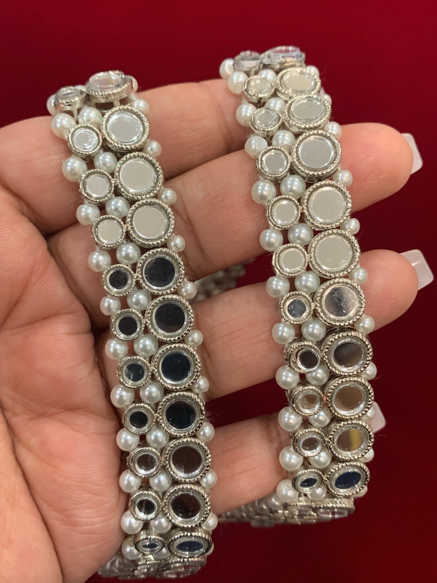 Payal /anklet in silver mirror