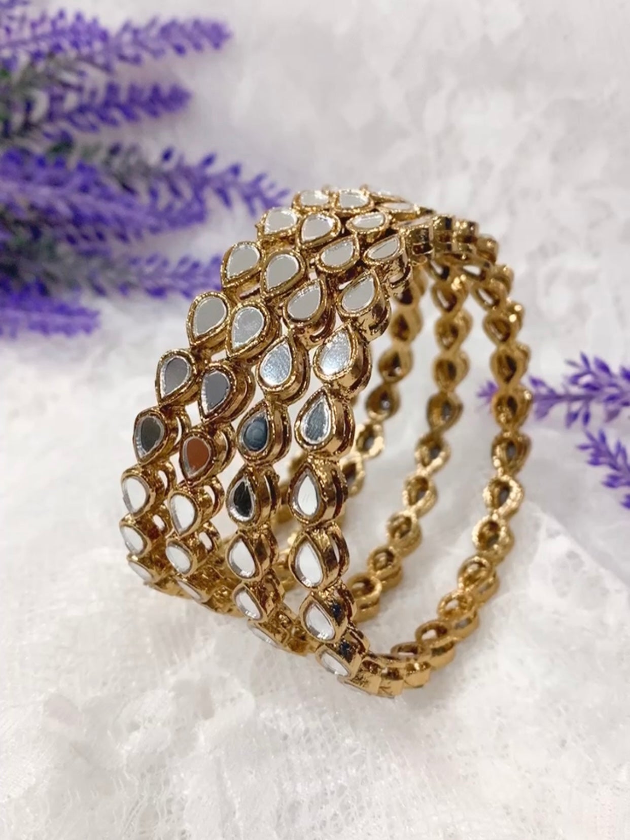 Mirror bangles in tear drop