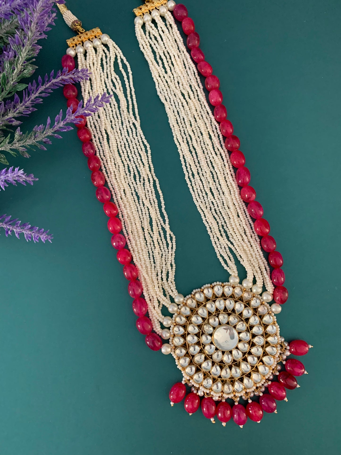 Pachi kundan Mala set